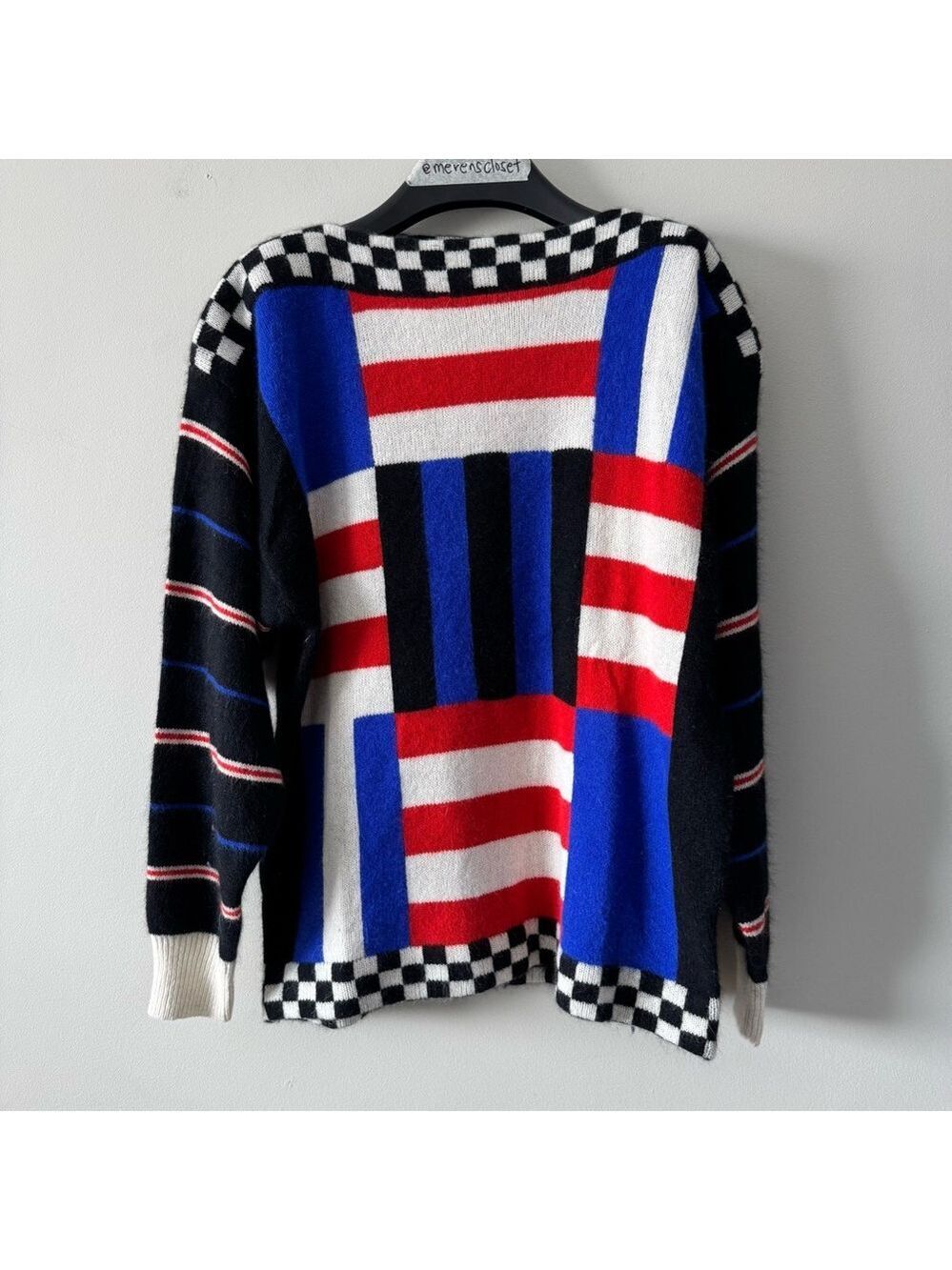 Hockey Canada Wear Wool Geometric Sweater - Black, Red, Blue Large